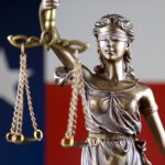 Texas Flag and Lady Justice