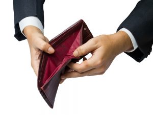 Man Holding Empty Wallet