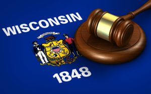 Wisconsin Flag with Gavel