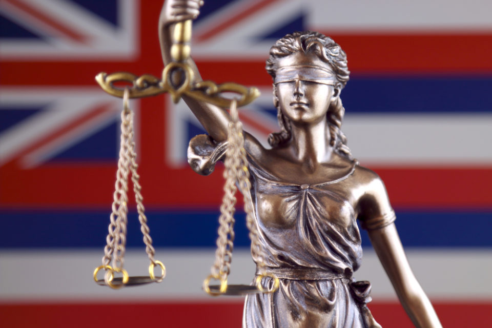 Symbol,Of,Law,And,Justice,With,Hawaii,Flag.,Close,Up. Hawaii Subrogation Law