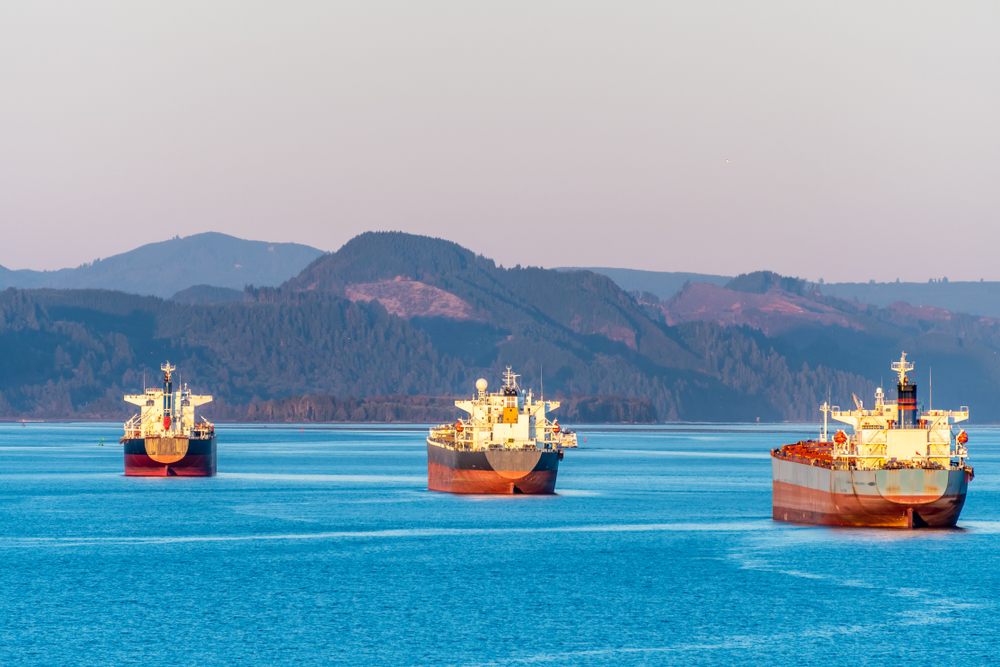 Fleet,Of,Cargo,Ships,Sailing,Ocean.,Container,Nautical,Vessels,With