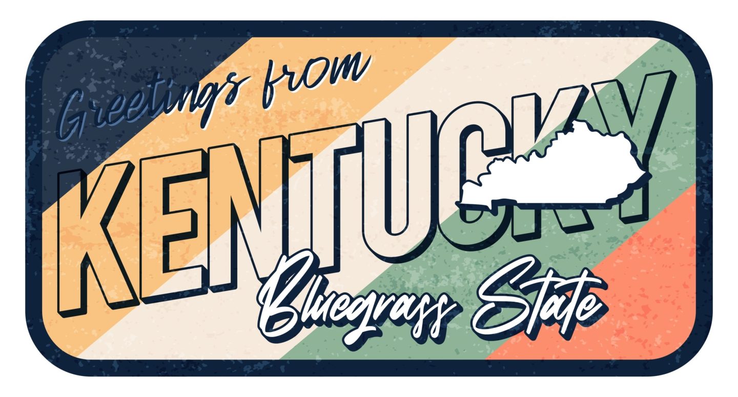 Greeting,From,Kentucky,Vintage,Rusty,Metal,Sign,Vector,Illustration.,Vector