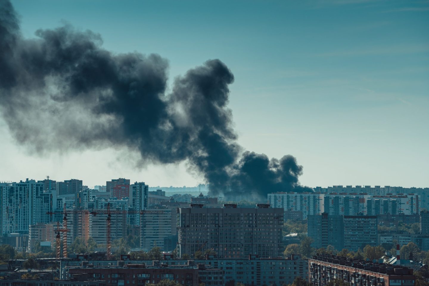 Smoke,Over,The,City,,,Great,Fire,In,Moscow,,Russia